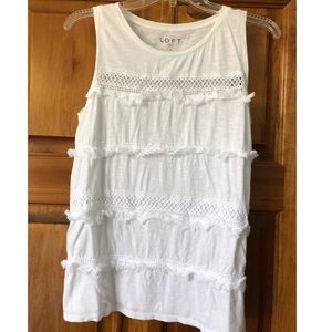 LOFT Sleeveless Top/Tank with Fringe Detail
